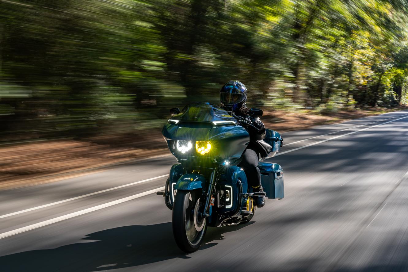 Rho Caldwell riding her 2021 Harley-Davidson Road Glide Special.