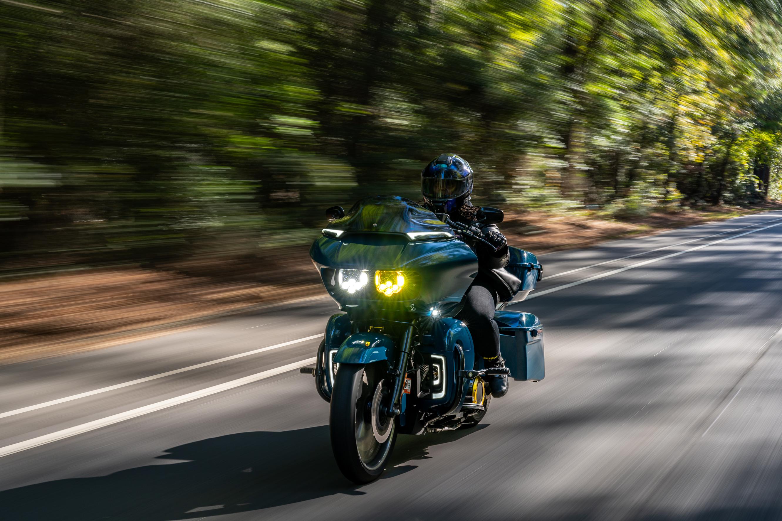 Rho Caldwell riding her 2021 Harley-Davidson Road Glide Special.