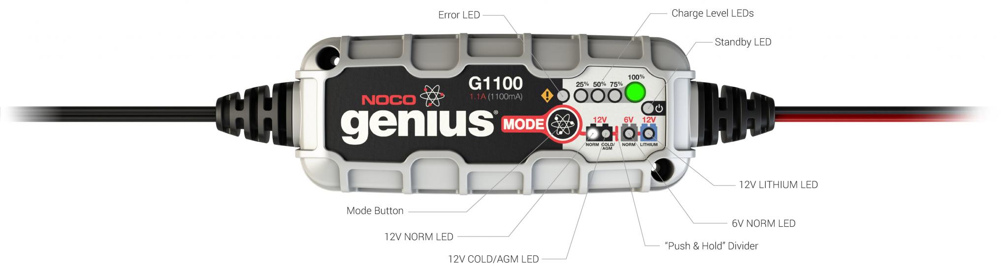 NOCO G1100 - 1.1 Amp Battery Charger (Lead Acid / AGM / Lithium)