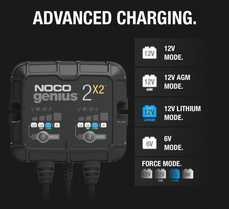 NOCO - 2 Bank 4A Smart Battery Charger - GENIUS2X2