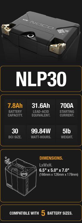 NLP30 7.8Ah Lithium Powersport Battery
