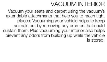 Brief paragraph about vacuuming your vehicle before storing your vehicle before storing it for the winter.
