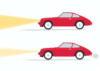 Car headlights with decrease luminosity. 