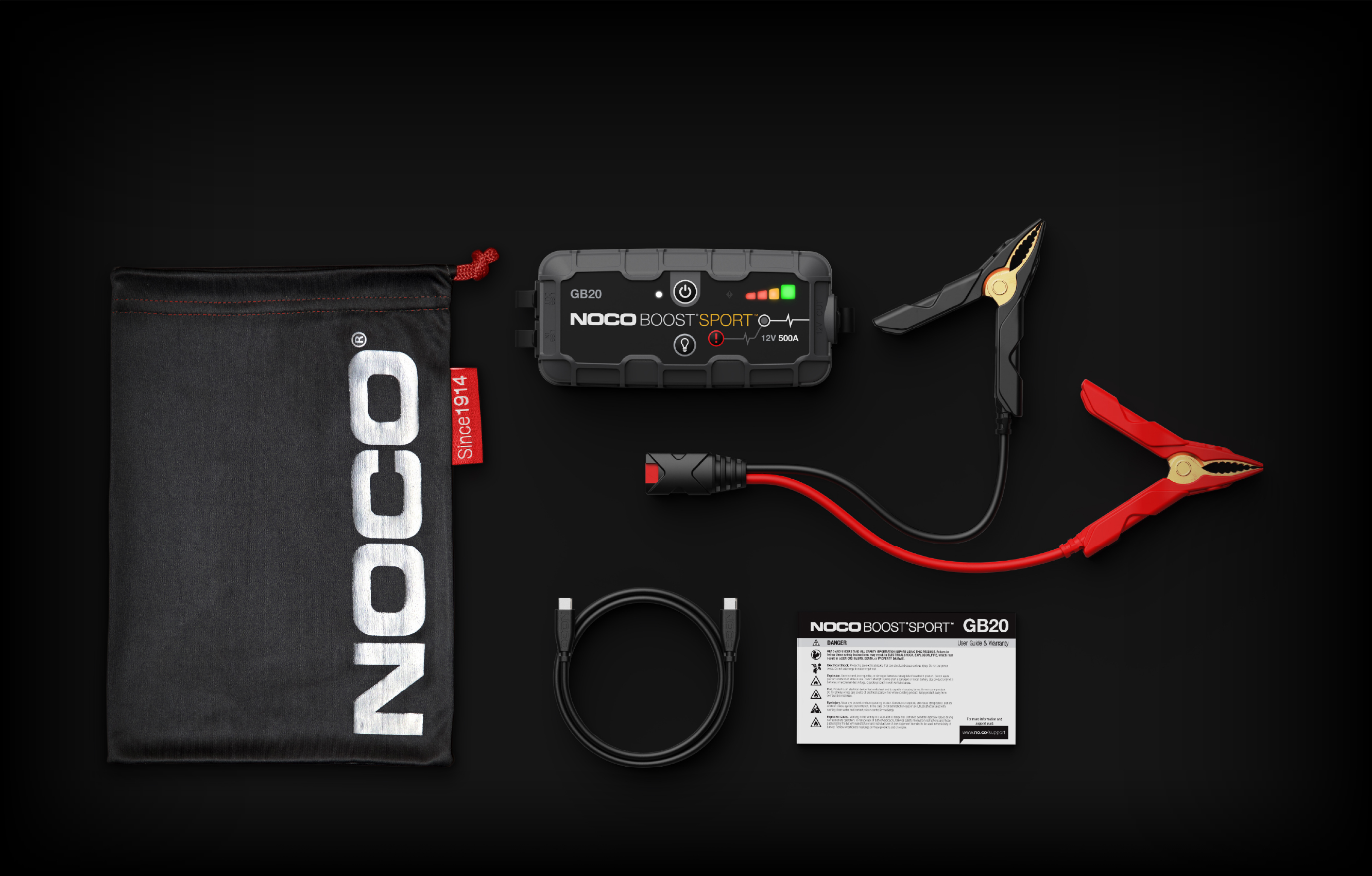 NOCO BOOST SPORT GB20 500A 使用回数1回 超美品 8-GB20-Whats-In-The-Box-Laid-