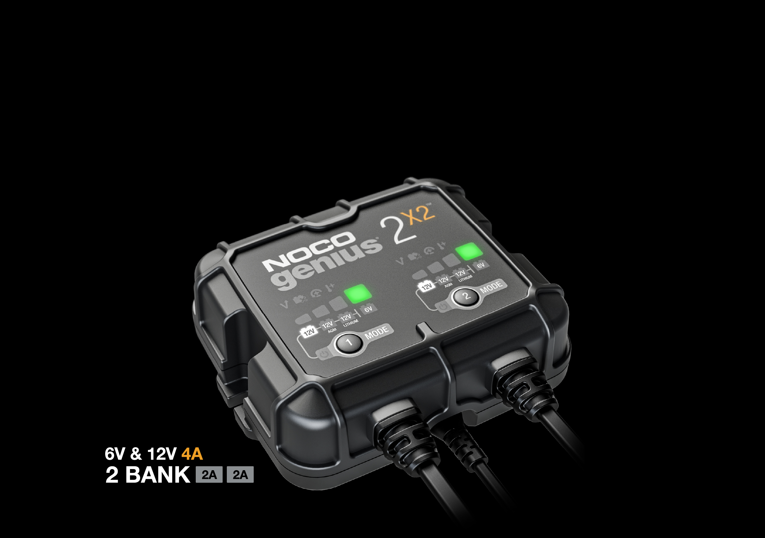 NOCO - 2 Bank 4A Smart Battery Charger - GENIUS2X2
